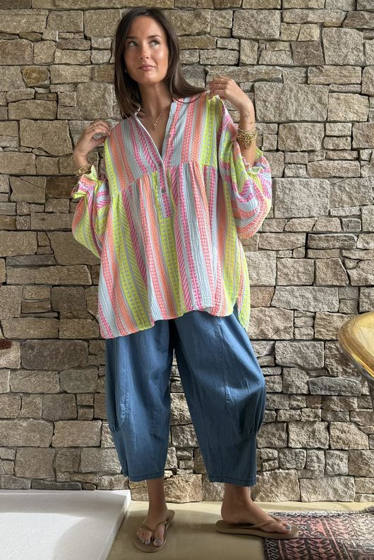 Peruvia Pillow Cotton Nero Smock Top Baby Blue /12=